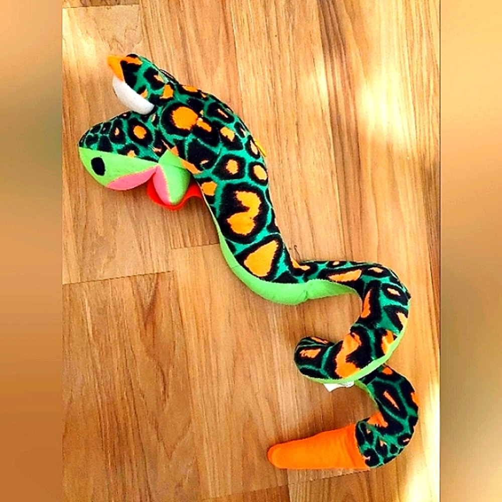 Classic Toy Company Plush Rattler Snake Stuffed Animal Neon
